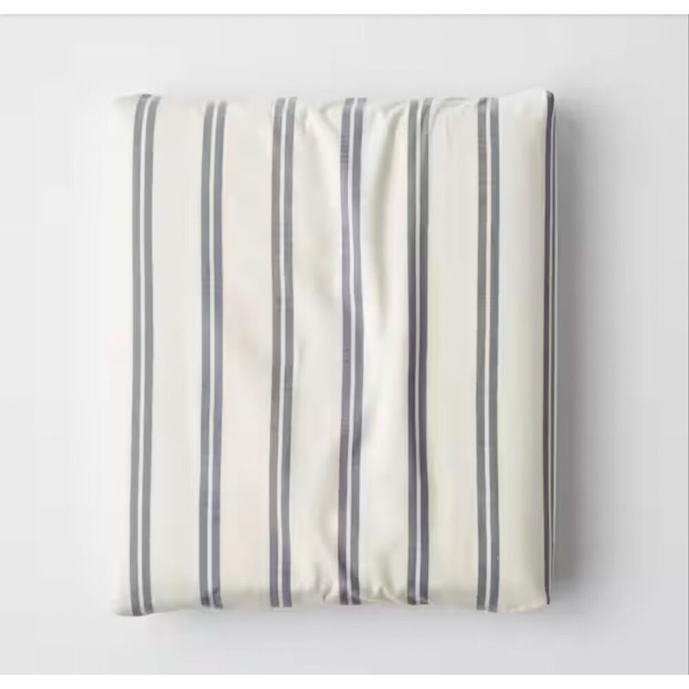 The Company Store Narrow Stripe Navy 100% Cotton Percale  Fitted Sheet, Twin